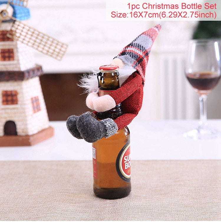 Christmas Bottle Cover Merry Christmas Decorations for Home 2022 Christmas Ornaments Navidad Noel Xmas Gift Happy New Year 2023