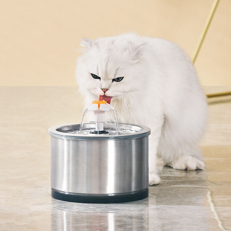 2.5L Stainless Steel Cat Water Fountain USB Pet Dog Drinking Bowl Automatic Feeders Dispenser Super Quiet Drinker Feeder Filter