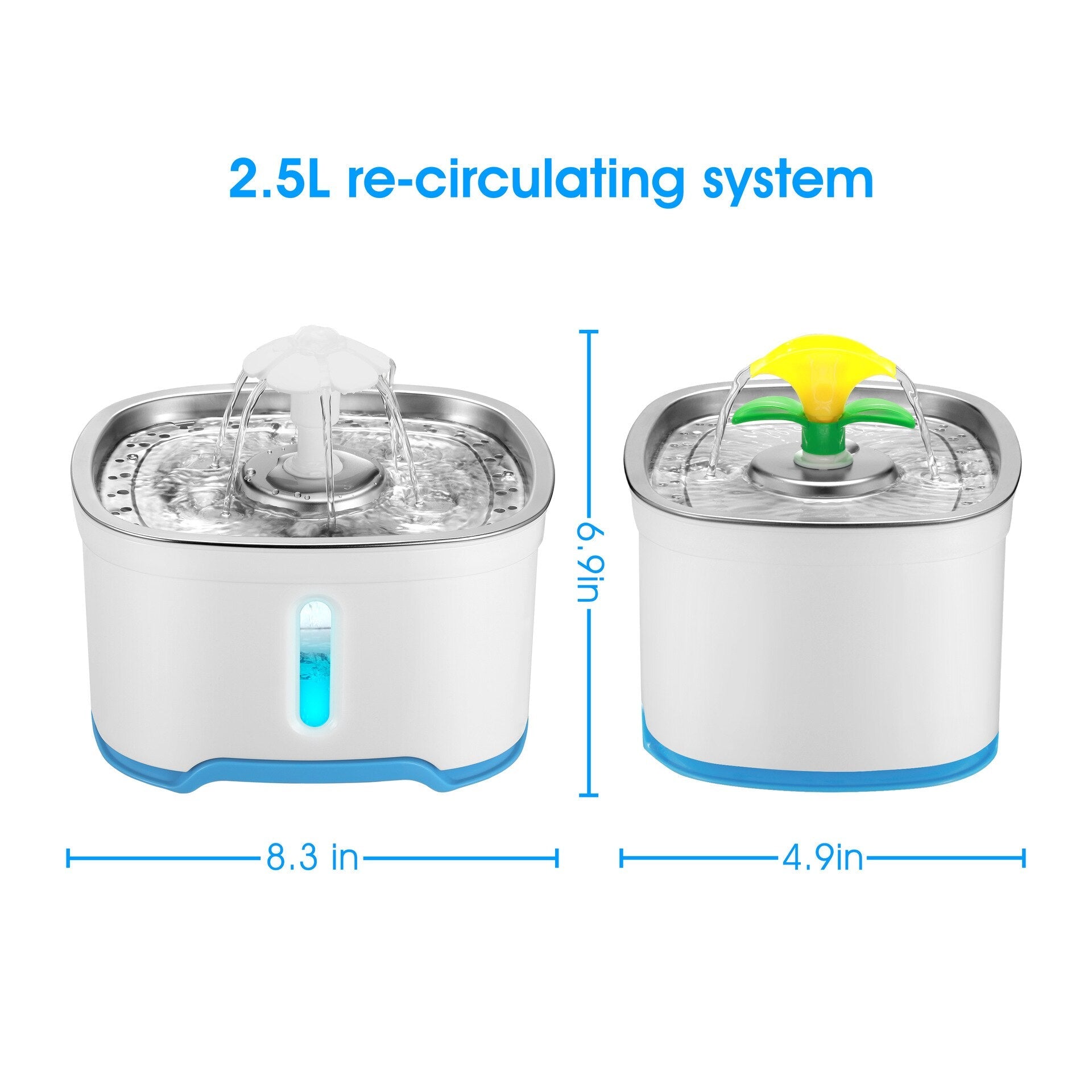 Dog Automatic Feeders 2.5L LED Electric Dog Pet Mute Drinker Feeder Pet Cat Water Fountain Bowl Pet Drinking Water Dispenser