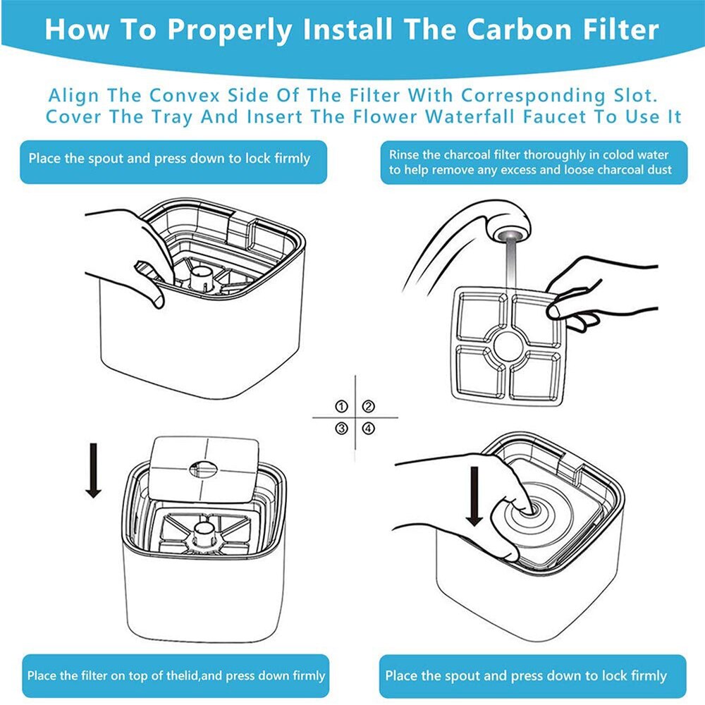 Replaced Activated Carbon Filter For Cat Water Drinking Fountain Dog Automatic Feeders Replacement Filters Pet Dogs Dispenser