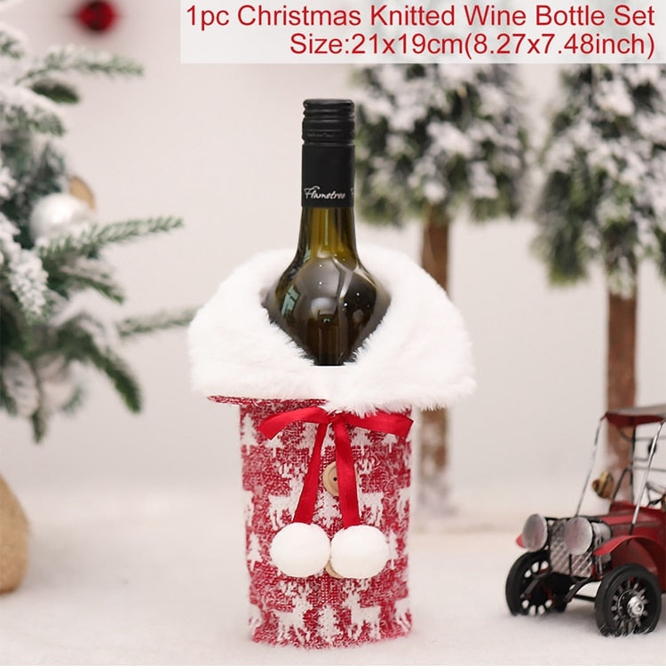 Christmas Bottle Cover Merry Christmas Decorations for Home 2022 Christmas Ornaments Navidad Noel Xmas Gift Happy New Year 2023