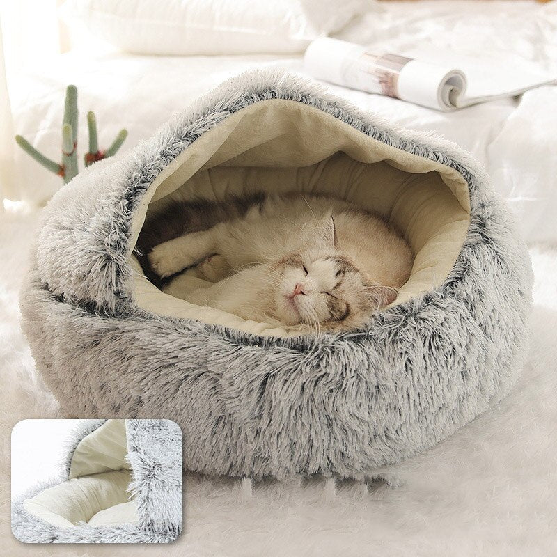 Pet Dog Cat Bed Round Plush Cats Warm Beds House Soft Sleeping Sofa Long Plushed for Small Medium Dogs Nest Cave Cushion Mats