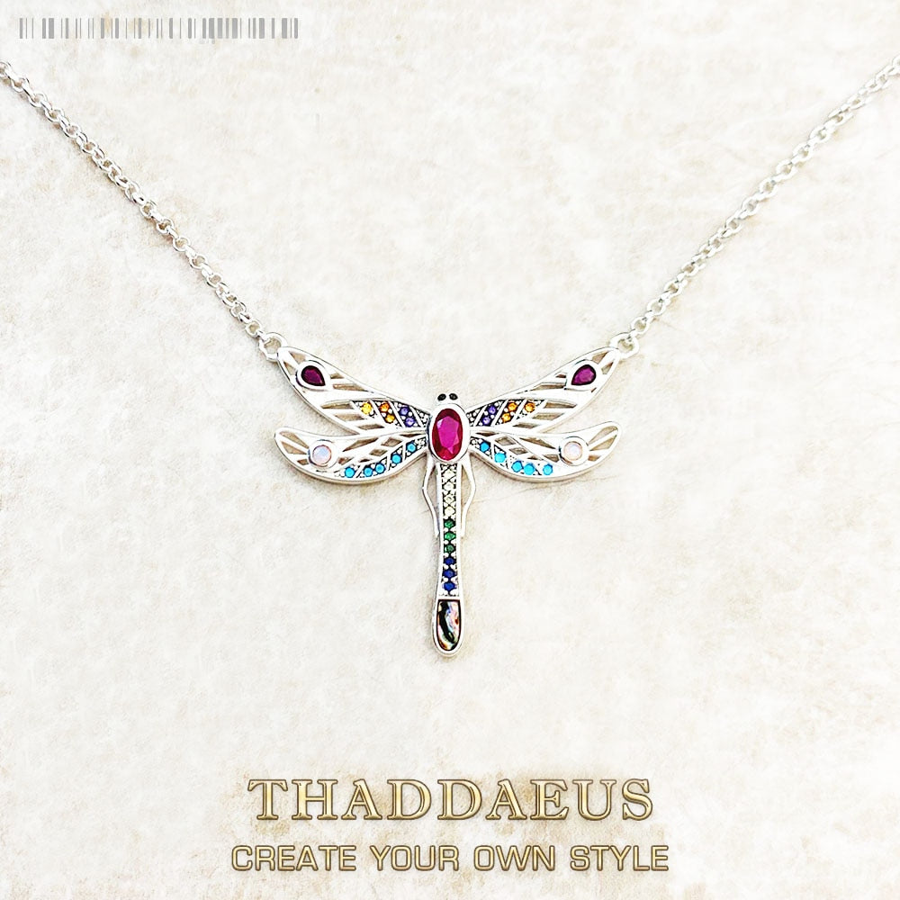 Necklace Playful Dragonfly New Link Chain Creative Fine Jewelry Europe 925 Stering Silver Bohemia Gift For Women