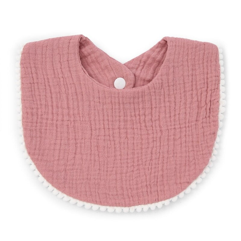 Baby Bandana Drool Bibs with Ruffle Lace Trim Solid Color Infant Toddler Boys Girls Drooling Teething Saliva Towel Cotton Super