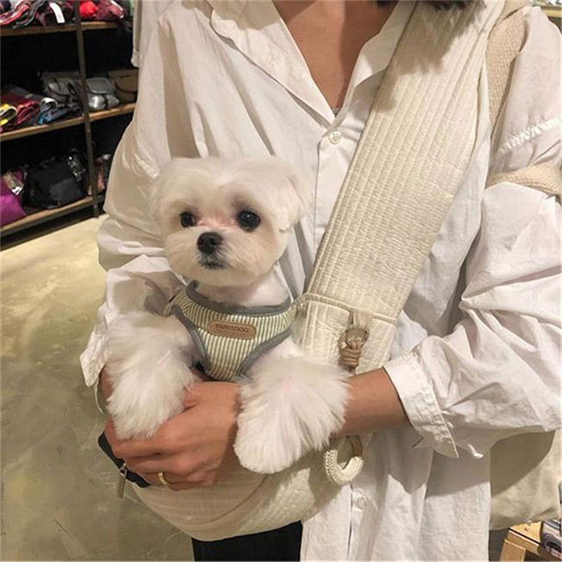 Handmade Pet Dog Puppy Kitten Carrier Outdoor Travel Handbag Canvas Single Shoulder Cat Bag Sling Comfort Tote Bag Breathable