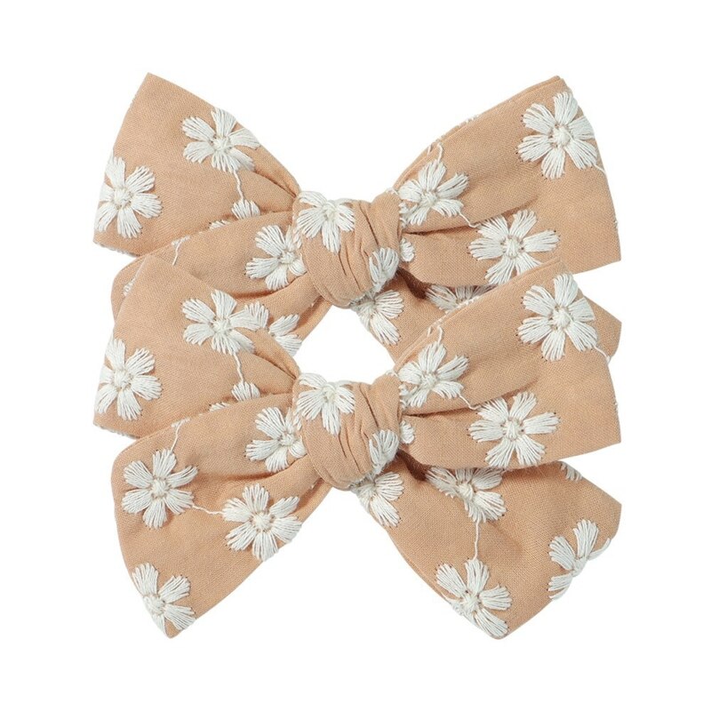 2Pcs Pastoral Vintage Floral Print Bowknot Hair Clips for Kids Baby Girls Cute Alligator Hairpins Barrettes Headwear