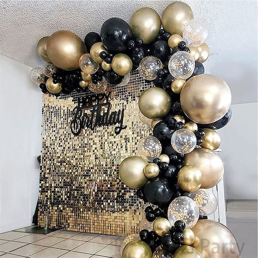 123pcs Black Golden Balloon Garland Kit Gold Confetti Latex Ballon  30th 40th 50th Happy Birthday Baby Shower Party Decoration - anconmall