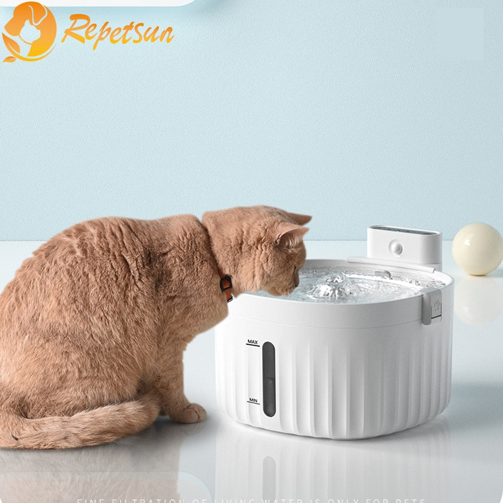 2L Cat Dog Silent Drinker Activated Carbon Filter USB Battery Dual Power with Motion Sensor Automatic Pet Water Dispenser Bowl