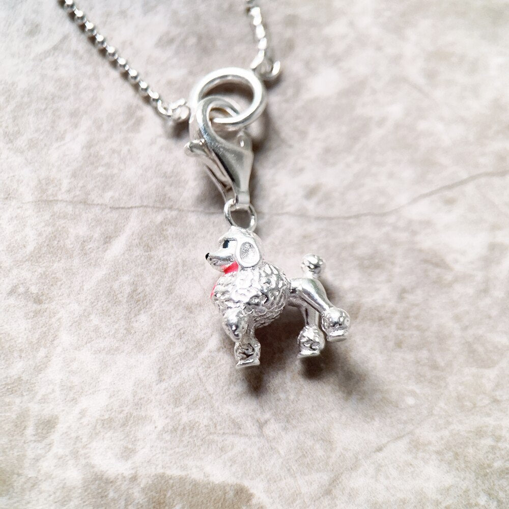 Charm Necklace Poodle Dog Spring Fine Jewelry Europe Solid 925 Sterling Silver Cute Gift For Women Girls