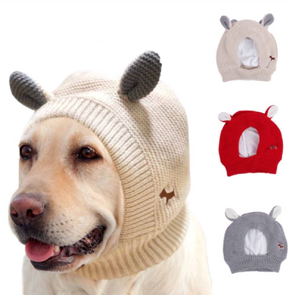 Inner Velvet Knitted Hat for Large Dogs Weighing from 15 to 25 kg Winter Comfortable Warm Polyester Crocheted Windproof Headwear