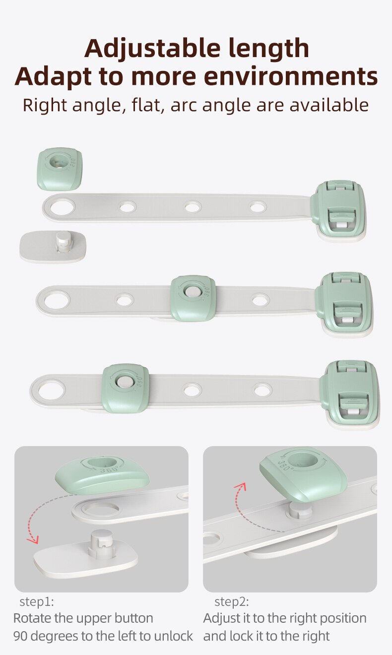 Baby Cabinet Locks Strap Drawer Lock Child Anti-opening Refrigerator Lock Adjustable Length Home Anti-pinch Safety Protection