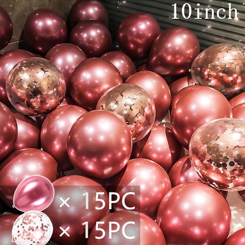 30pcs 10inch Metal Latex Confetti Balloons Wedding Decorations Matte Helium Globos Baby Shower Birthday Party Decorations - anconmall