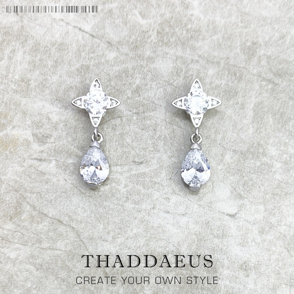 Ear Studs Black Water Drop Europe Magical Jewerly For Women Summer New Graphic Design Vintage Gift In 925 Sterling Silver