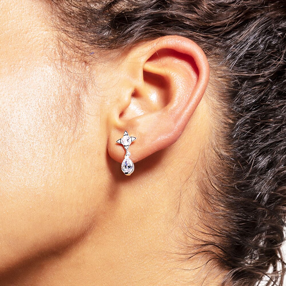 Ear Studs Black Water Drop Europe Magical Jewerly For Women Summer New Graphic Design Vintage Gift In 925 Sterling Silver