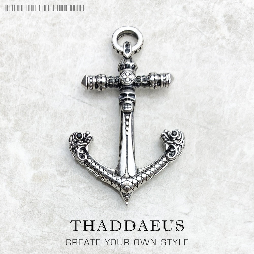 Pendant Skull Anchor Brand New Fashion Punk Jewelry Europe 925 Sterling Silver Accessories Rebel Gift For Woman Men