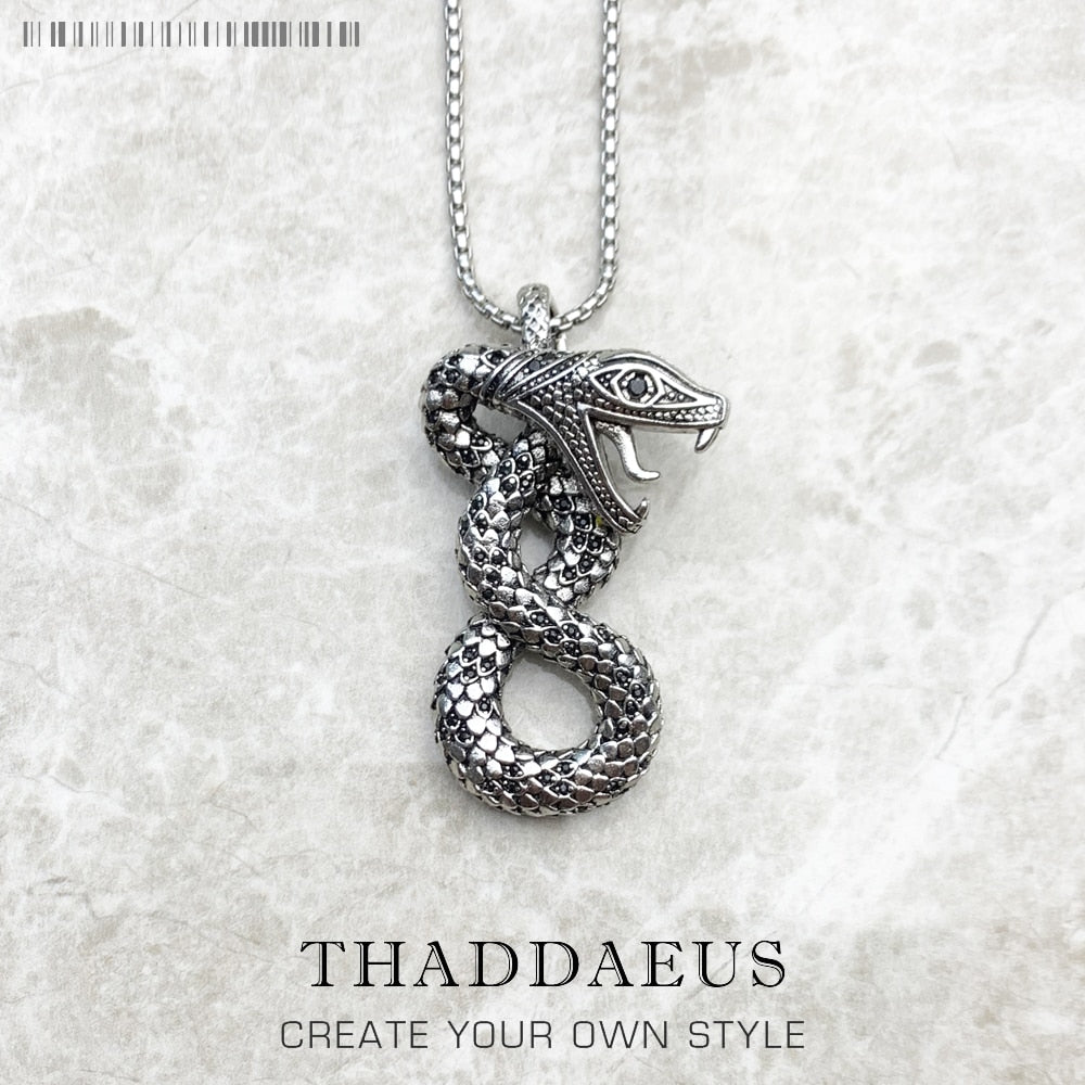 Snake Link Necklace,2017 Brand  Chain Fashion Jewelry 925 Sterling Silver Europe Style Rebel Cross Bijoux Gift For Men & Women