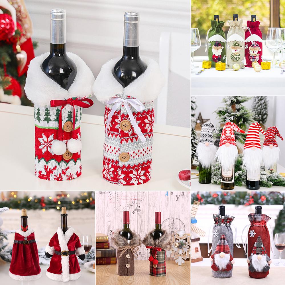 Christmas Bottle Cover Merry Christmas Decorations for Home 2022 Christmas Ornaments Navidad Noel Xmas Gift Happy New Year 2023