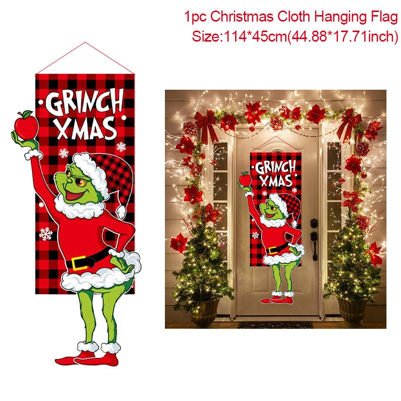Merry Christmas Porch Door Banner Hanging Ornament Christmas Decoration For Home Xmas Navidad 2022 Happy New Year 2023