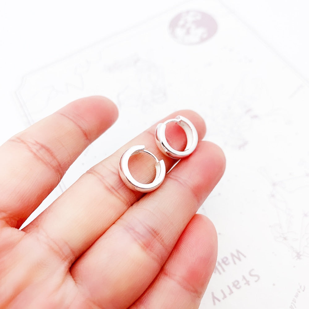 Hinged Hoop Earrings Creole Classic Gift In Solid 925 Sterling Silver,Europe Style Glam Trendy Fine Jewerly For Women