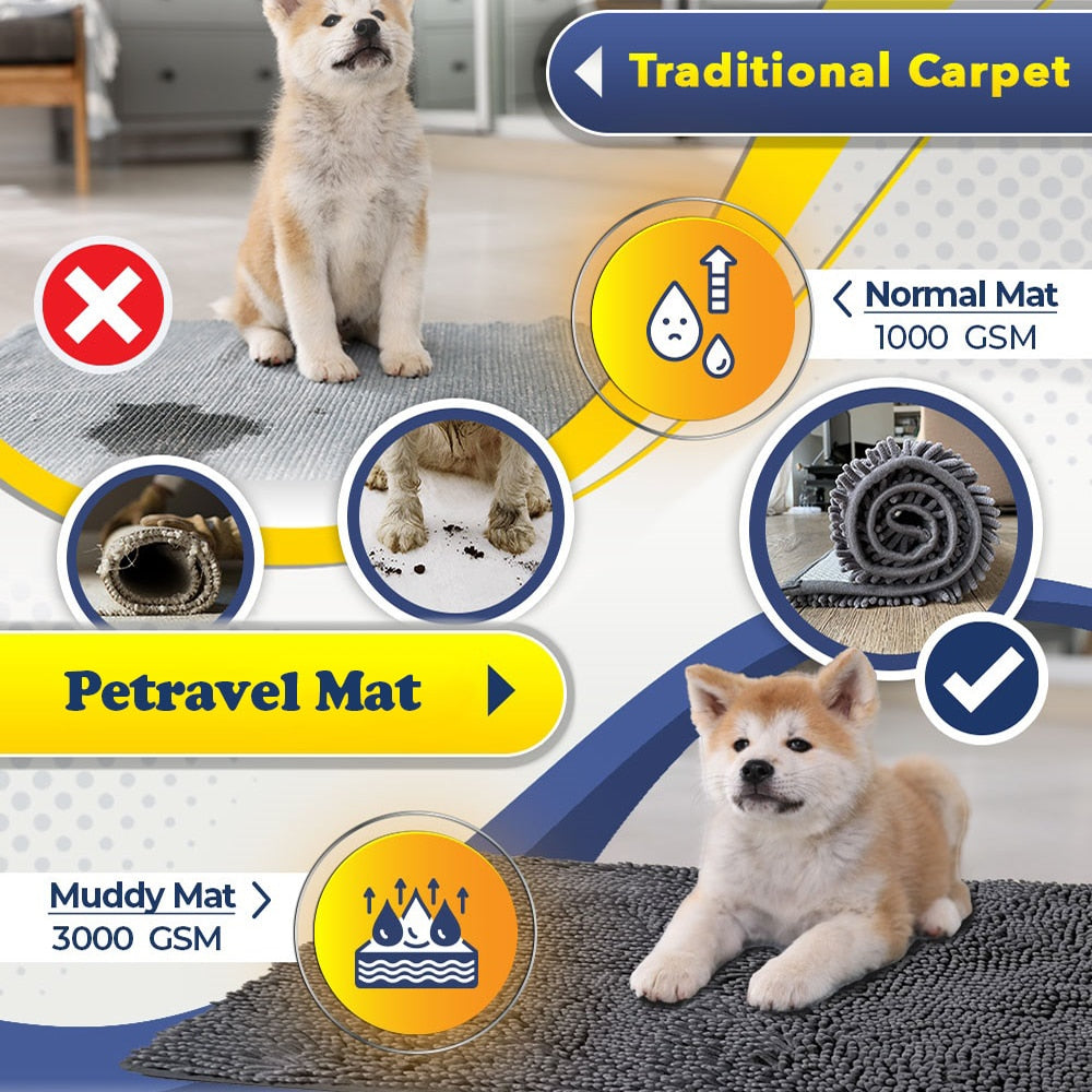 Washable Dog Mat Easy To Clean Pet Muddy Paws Rug Absorbent Dogs Diapers Pads Soft Cushion For Small Large Dogs - anconmall