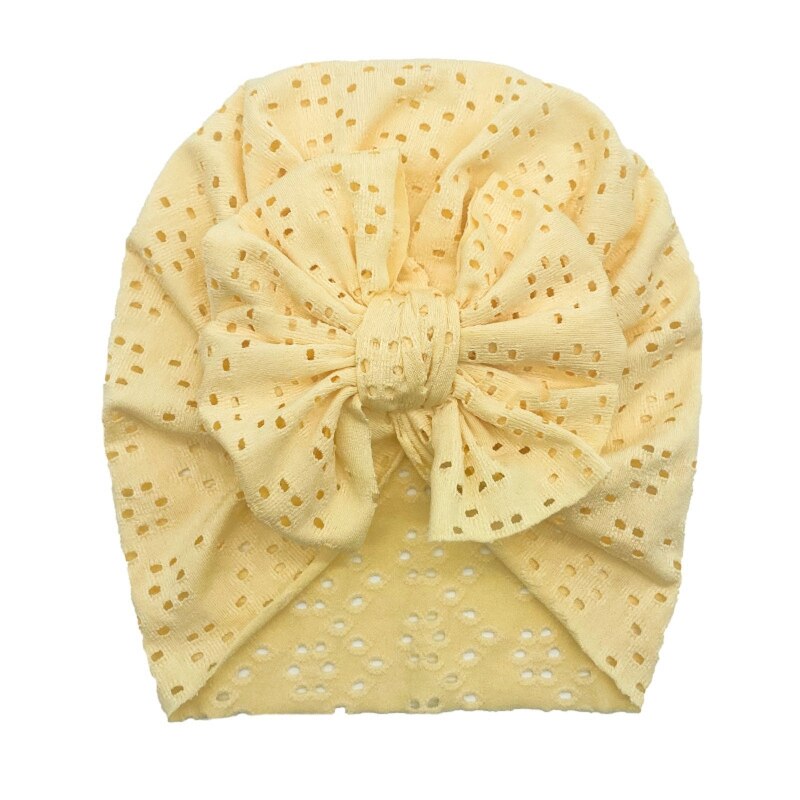 1Pc Newborn Fetal Hat Summer Hollow Breathable Baby Bow Knotted Polyester Hats for Newborn Infant Headwear Baby Shower Caps