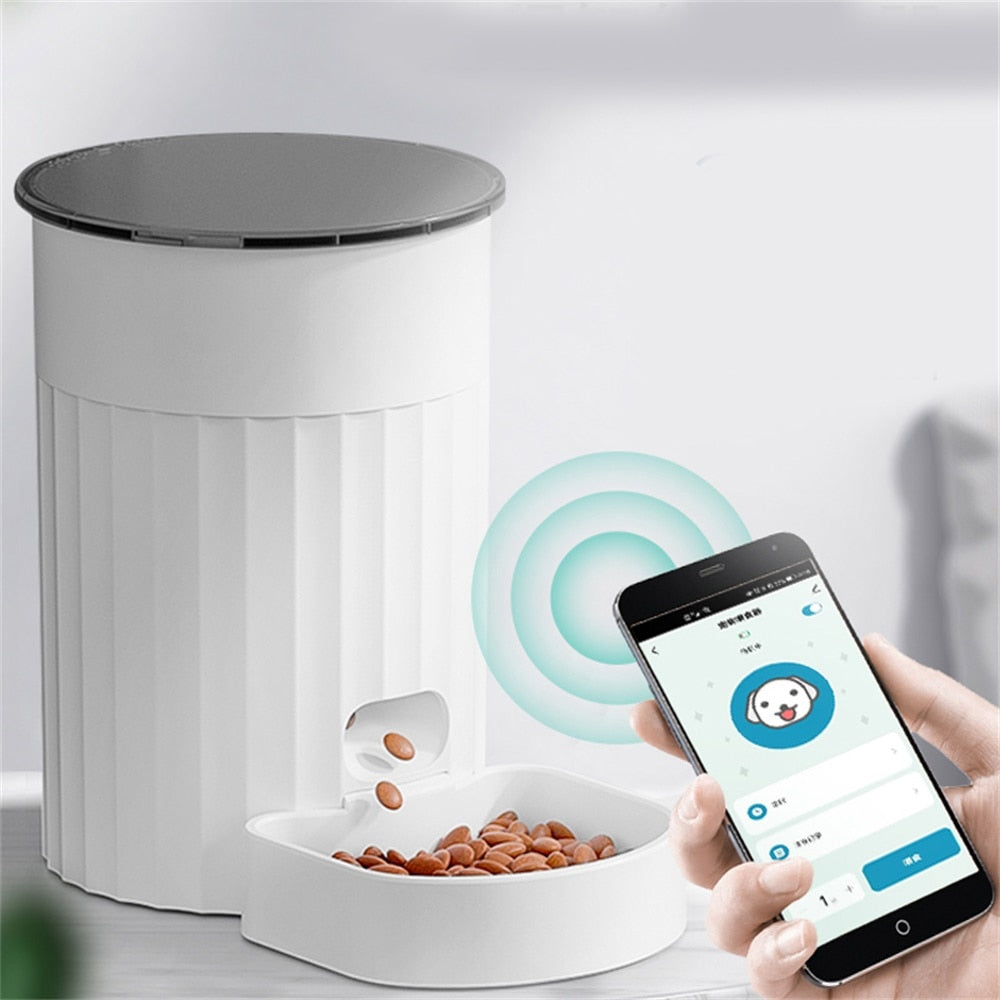 Smart Wifi APP Pet Feeder Dog And Cat Button Control Food Automatic Dispenser Bowl Dogs And Cats With Recording Timing Feeding - anconmall