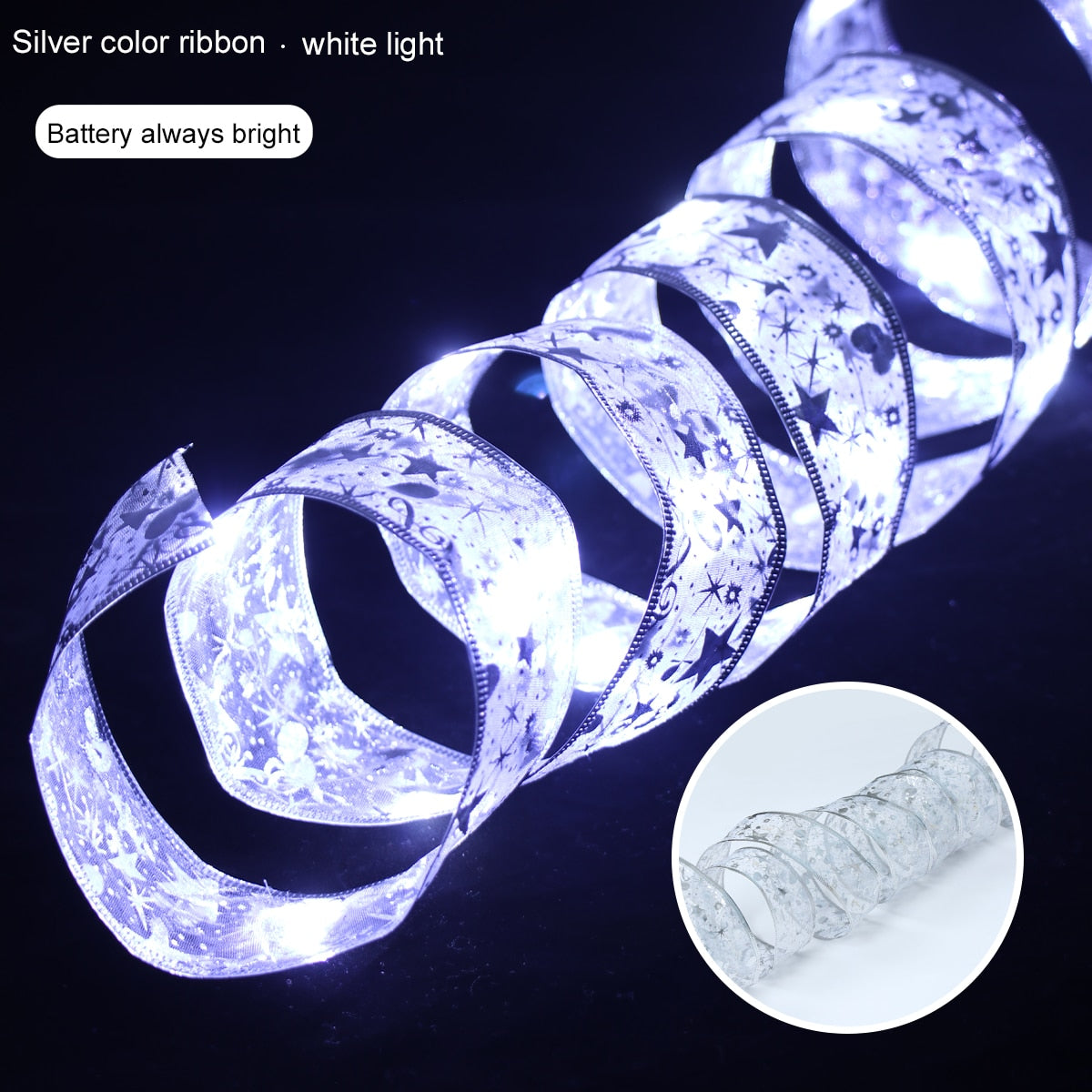 Ribbon Fairy Light Christmas Decoration Christmas Tree Ornaments  For Home 2022 Bows String Lights Navidad Natal New Year 2023 - anconmall