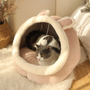 Crystal Velvet Hooded Cat’s House with Removable and Washable Cushion Winter Cat Basket Warm Cozy Sleeping Cave Pet Bed for Cats - anconmall
