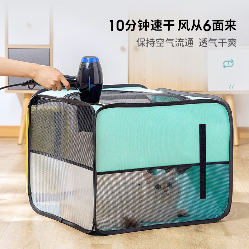 Pet Drying Box Pet Dry Room Cat Cage Dogs Hair Dryer Blow Box Grooming House Bag Blowing Hair Dryer Hands-Free Drying System - anconmall