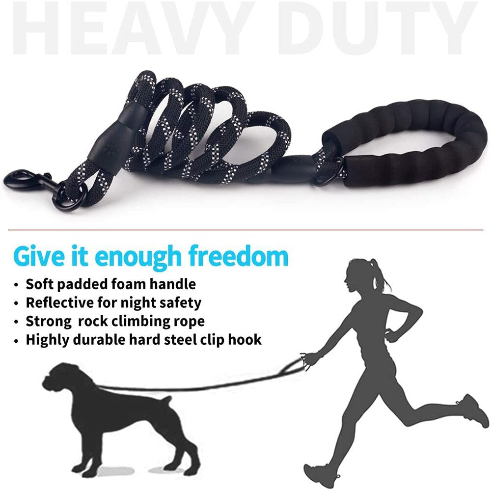 Durable Large Dog Leash Training Running Rope Handle Medium Big Dog Collar Leashes Strong Lead Rope For Labrador Rottweiler Dog