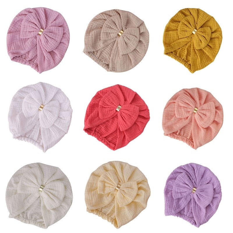 1Pc Newborn Baby Bowknot Hat Indian Bonnet Beanies Warm Hats Hair Accessory for Baby Girls Infants Toddlers Little Kid Props