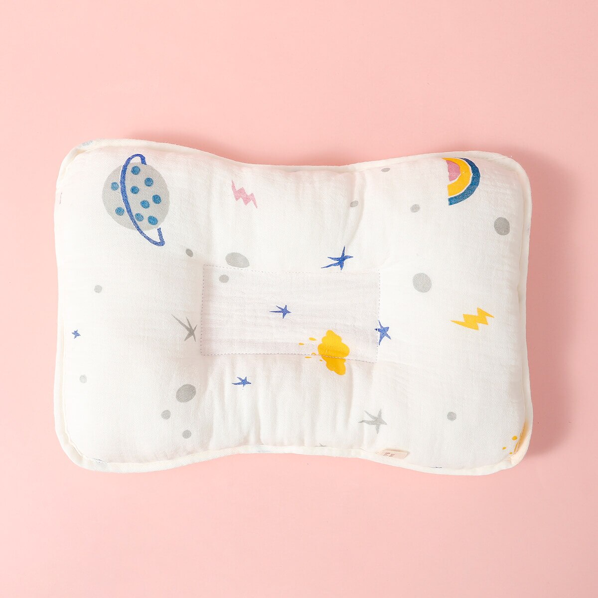 hibobi Baby Nursing Pillow Cartoon Print Shape Cotton Anti Roll Sleep Support Pillow Concave Design Prevent Flat Infant Newborn