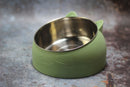400ml Cat Bowls 15 Degrees Tilted Stainless Steel Dod Bowl Non-slip Base Puppy Pet Food Drink Feeder Neck Protection Dish Bowl