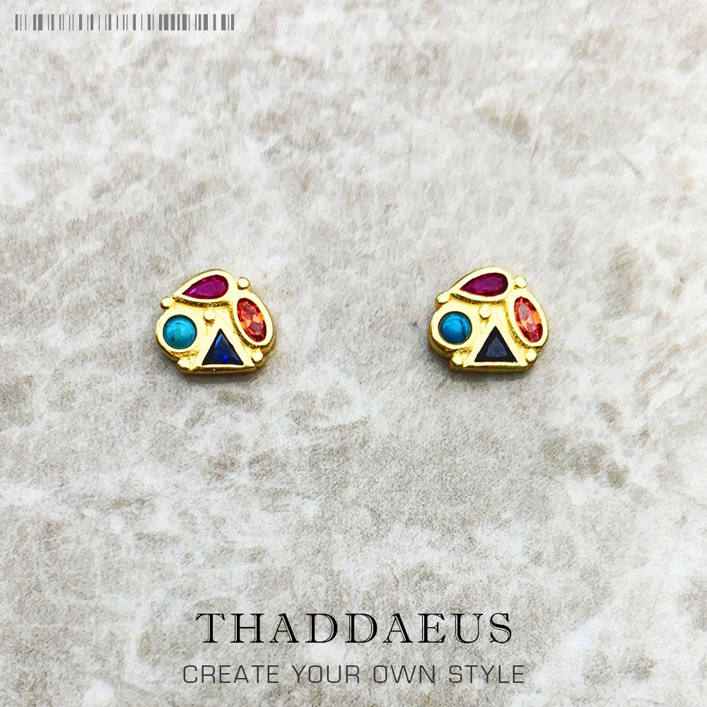 Ear Studs Colours in Paradisiacal Europe Bohemia Jewerly For Women New Gift In 925 Sterling Silver