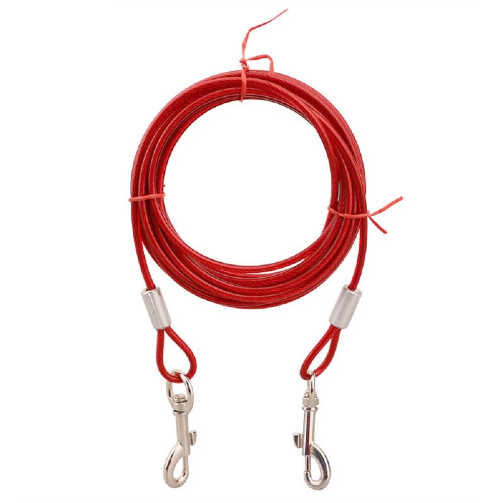 3/5/10m Double Hook Anti-Bite Steel Cable for Dogs Rope Diameter 5 mm Covered with PVC Film Rust-Resistant Trolley Tie-Out Cable - anconmall