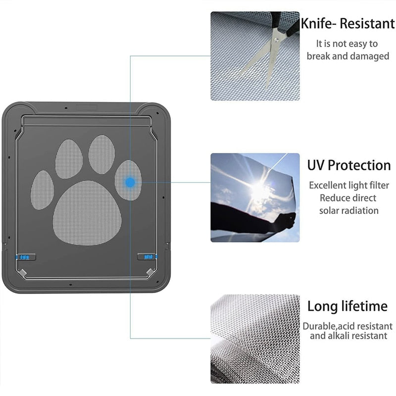 Pet Door New Safe Lockable Magnetic Screen Outdoor Dog Cats Window Gate Garden House Enter Freely Fashion Easy Install Flap Gate