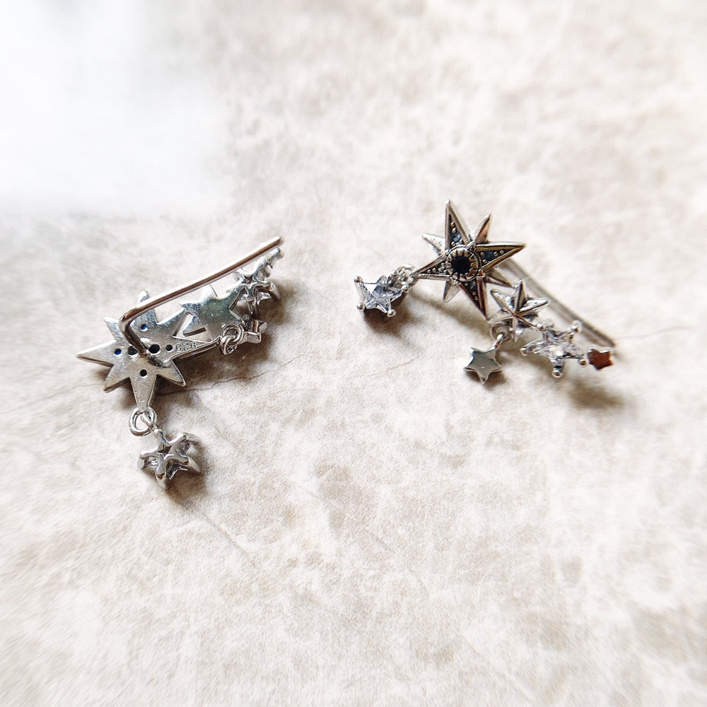Ear Climber Royalty Stars Lucky Gift For Women Summer New Bohemia Fine Jewelry Earrings In 925 Sterling Silver