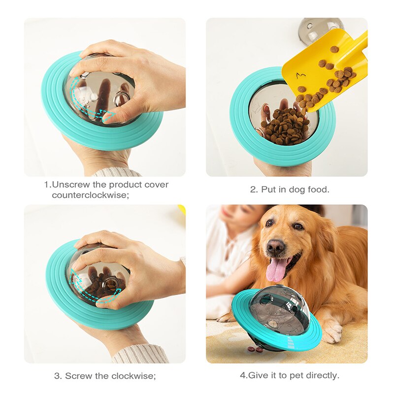 Flying Saucer Dog Game Fly Discs Toys Cat Chew Leaking Slow Food Feeder Ball Puppy IQ Training Funny Toy Anti Choke Puzzle Dogs