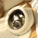 Crystal Velvet Hooded Cat’s House with Removable and Washable Cushion Winter Cat Basket Warm Cozy Sleeping Cave Pet Bed for Cats - anconmall