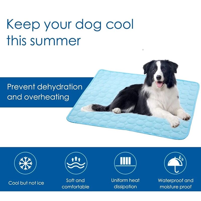 Pet Lightweight Soft Cooling Fabric Mat Comfortable Foldable Summer Stay Cool Bed Pad for Dog Cat Sofa Blanket Machine Washable - anconmall