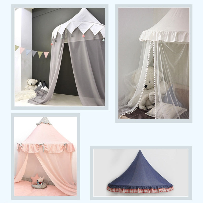 Kids Teepee Tents Children Play House Castle Cotton Foldable Tent Canopy Bed Curtain Baby Crib Netting Girls Boy Room Decoration