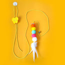 Hanging Elastic Rope Feather Cat Stick Funny Cat Toy with Small Bell Interactive Playing Teaser Wand Toy for Kitten Cat Supplies - anconmall