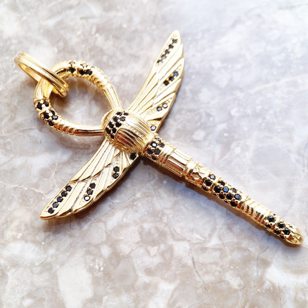 Cross of Life Ankh With Scarab Golden Pendant Vintage Fine Jewelry Pure 925 Sterling Silver Protective Amulet For Woman & Men