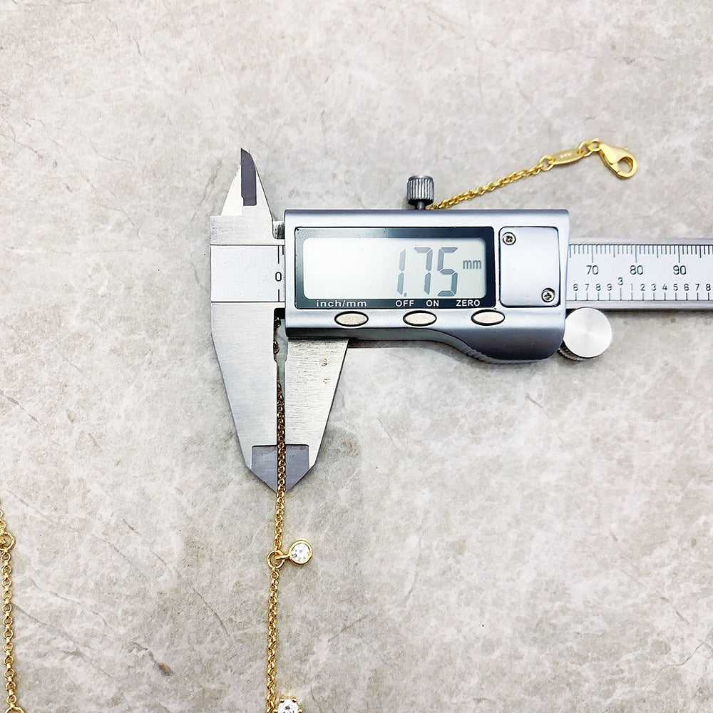 Gold Link Chain Necklace White Stones Fine Jewelry Europe 925 Stering Silver 2023 Brand New Trendy Gift For Women