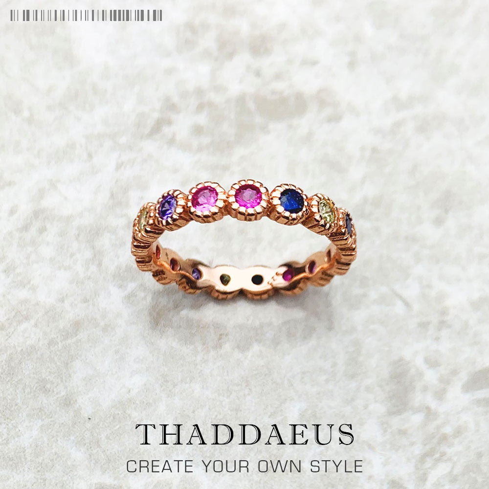 Ring Royalty Colourfull Stones,Europe Style Fine Jewerly For Women Vintage Victorian Gift In 925 Sterling Silver