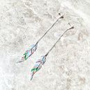 Drop Earrings Feather Fine Jewelry For Women,Autumn Brand New Colourful 925 Sterling Silver Gift