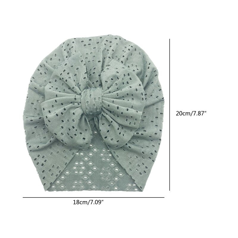 1Pc Newborn Fetal Hat Summer Hollow Breathable Baby Bow Knotted Polyester Hats for Newborn Infant Headwear Baby Shower Caps
