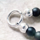 Beads Bracelet Matt Obsidian in Pure 925 Sterling Silver Vintage Gift For Women & Men