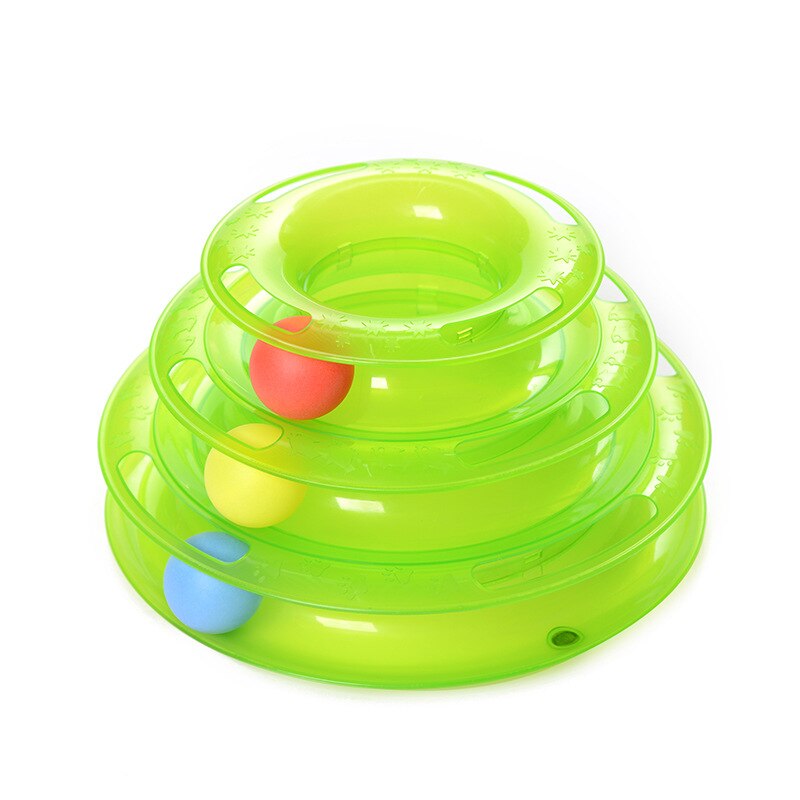Pet Cat Toy Three Levels Tower Disc Cat Intelligence Amusement Triple Pay Disc Cat Tracks Toys Ball Training Plate Toys for Cats