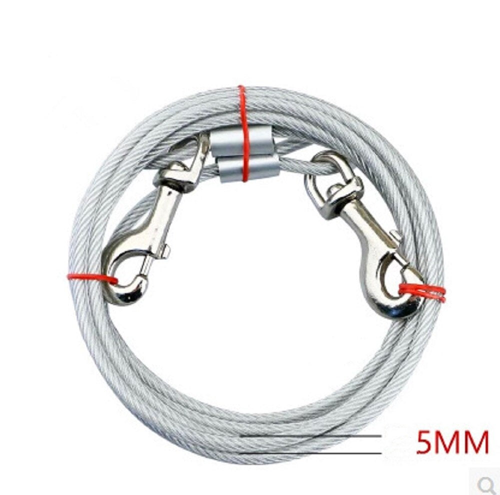 3/5/10m Double Hook Anti-Bite Steel Cable for Dogs Rope Diameter 5 mm Covered with PVC Film Rust-Resistant Trolley Tie-Out Cable - anconmall